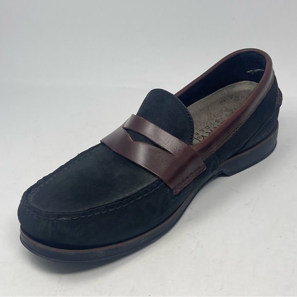 Sperry Monterey Penny Loafers Shoes Mens 11.5 Black Brown Leather Slip On Casual